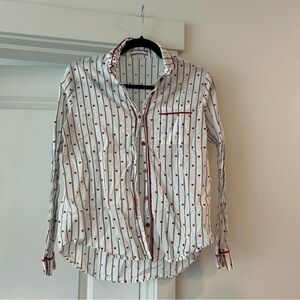 Pj salvage hearts striped cotton pajama long sleeve shirt